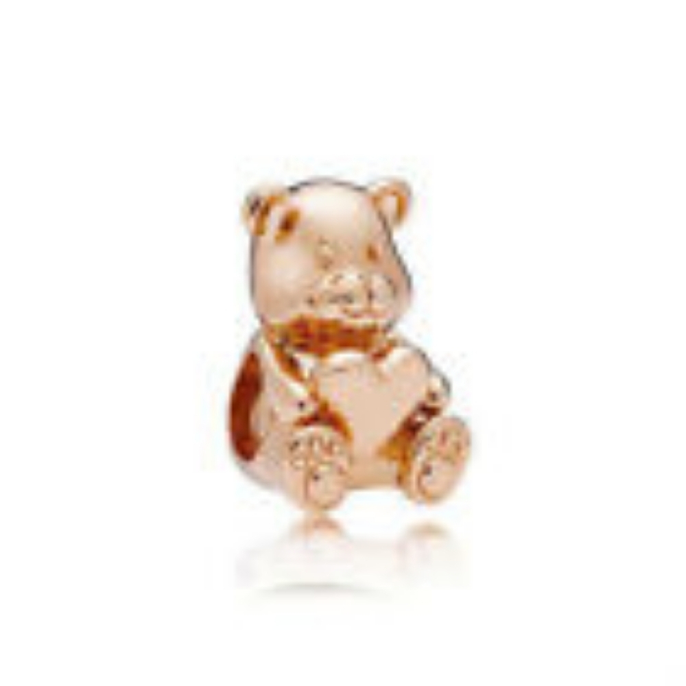 Rose Gold Bear Heart European Charm